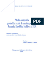 Studiu Comparativ Privind Serviciile de Sanatate Publica Din Romania, Republica Moldova Si SUA