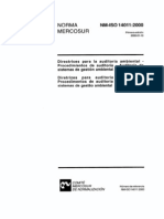 Mercosul NM ISO 14011 - Diretrizes para Auditoria Ambiental - Procedimentos de Auditoria - Auditoria de Sistemas de Gestao Ambiental