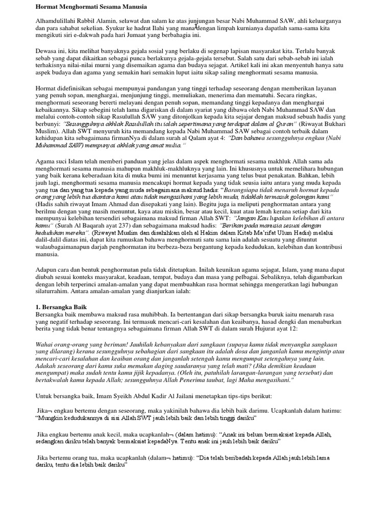 Hormat Menghormati (BERBUDI BAHASA)  PDF