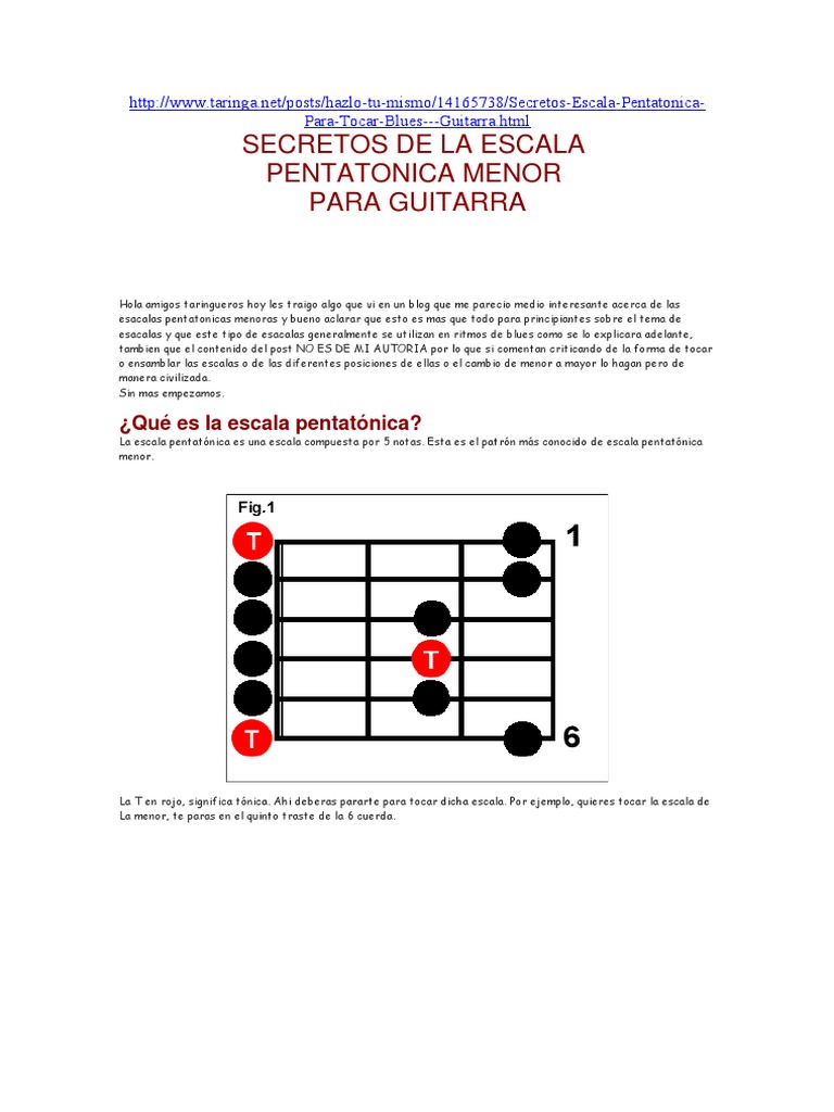 Secretos de la Escala Pentatónica Menor | PDF | Escala (música ...