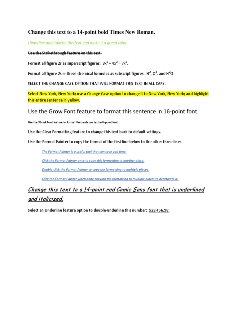Text Formatting Instructions Guide | PDF | Computers | Technology ...