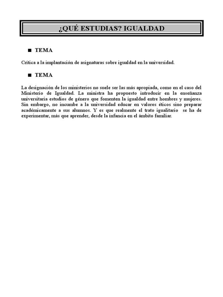 Crítica a Estudios de Igualdad Universitarios | PDF | Salud y bienestar