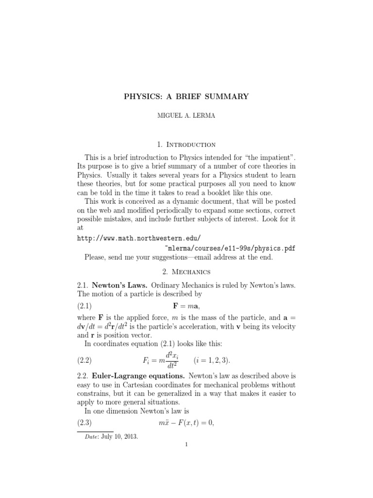 Concise Physics Overview | PDF