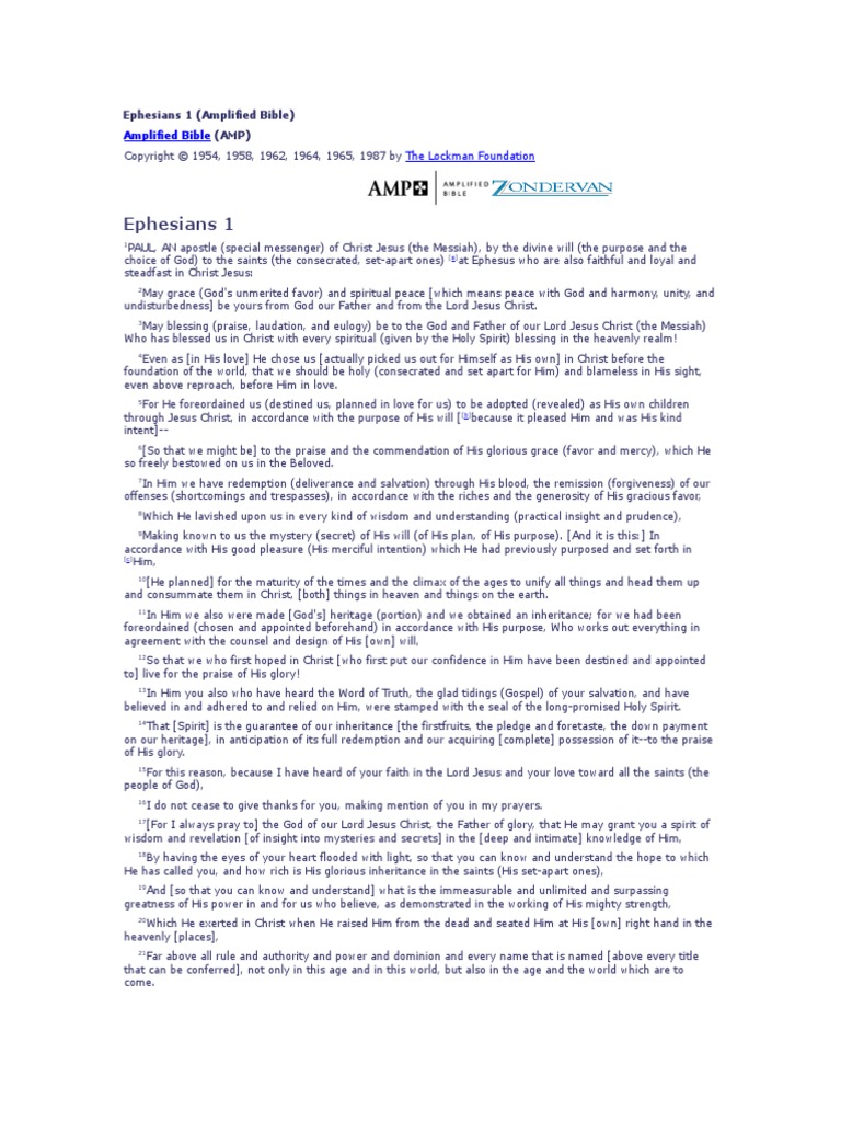 Ephesians 1 Amplified Bible PDF