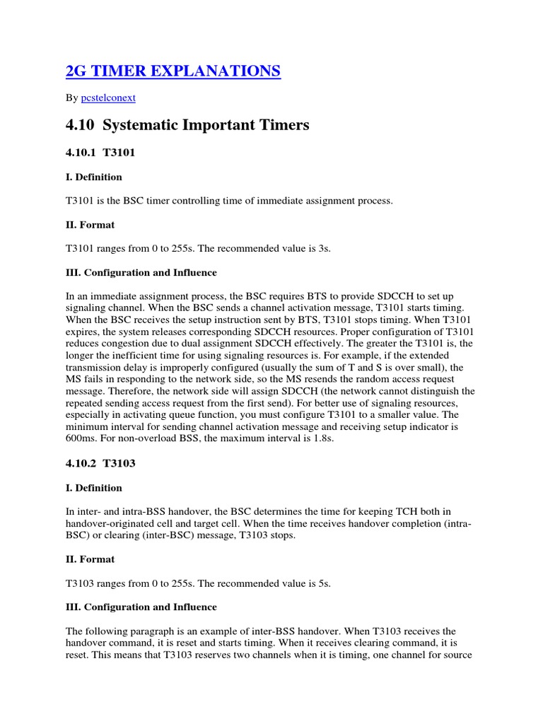 2G Timer Configuration Guide | PDF | Network Congestion | Digital ...