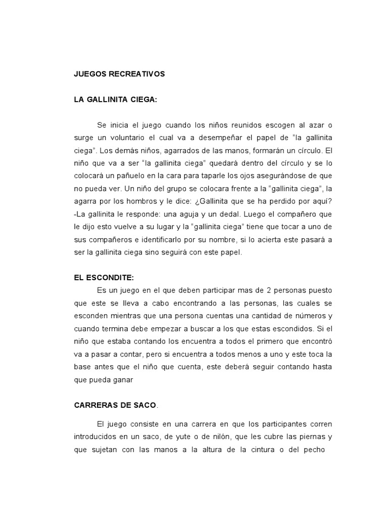 La Gallinita Ciega Pdf Deportes Ocio