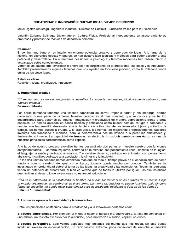Creatividad e Innovacion PDF | PDF | Crecimiento personal y profesional ...
