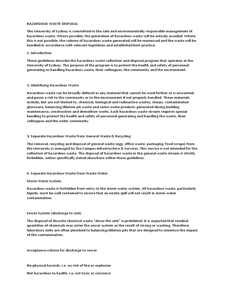 Hazardous Waste Disposal PDF Hazardous Waste Waste Management