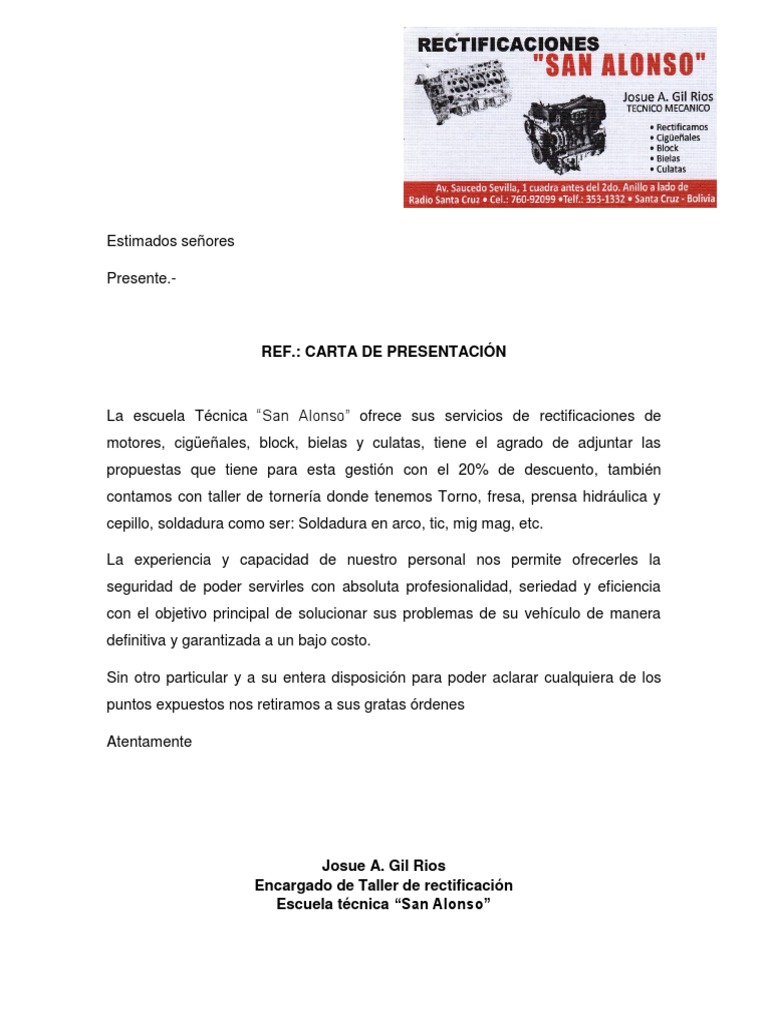 Carta de Presentación  PDF