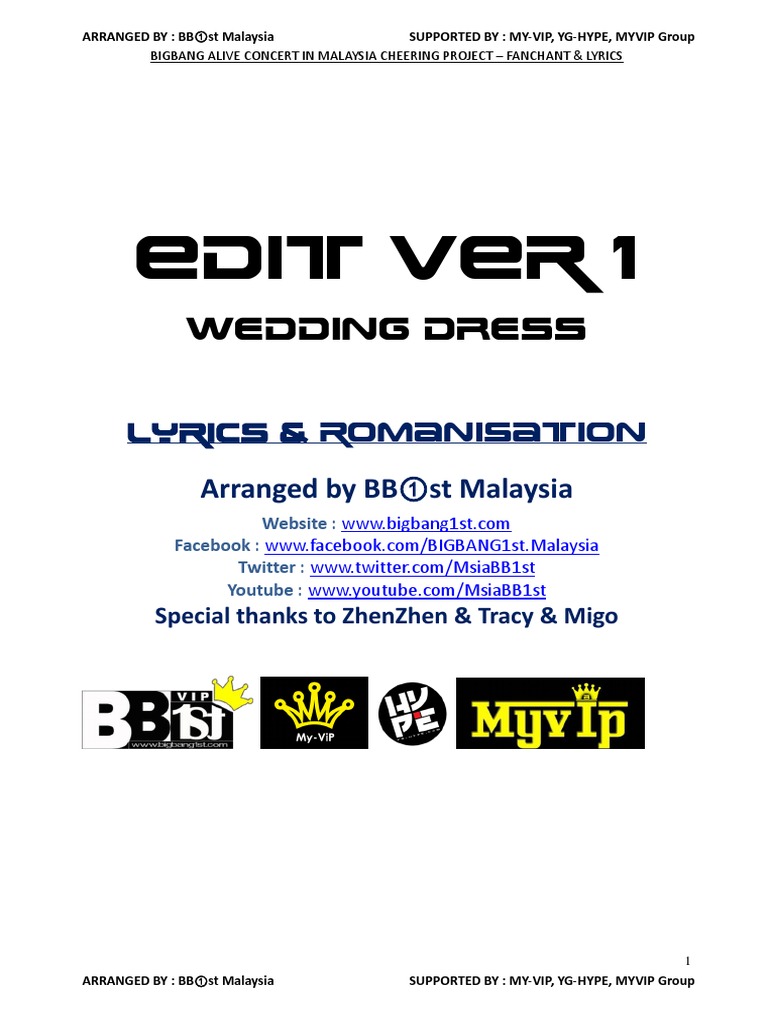 Taeyang Wedding Dress Lyrics PDF