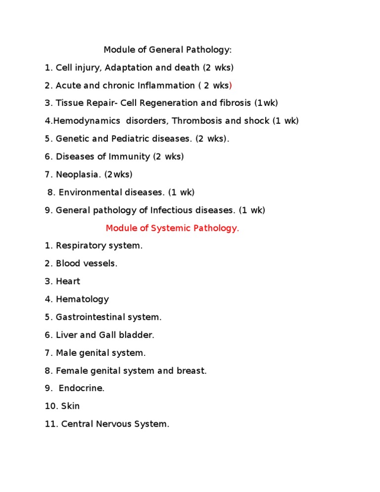 General and Systemic Pathology Module | PDF