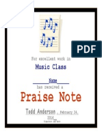 Music Class Music Class Music Class: Praise Note Praise Note Praise Note