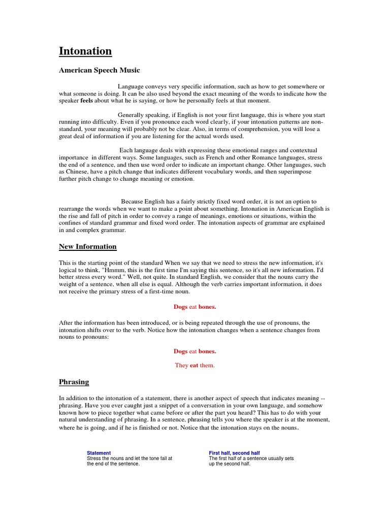 American English Intonation Explained | PDF | Stress (Linguistics ...