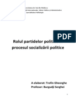 Rolul partidelor politice în procesul socializării politice