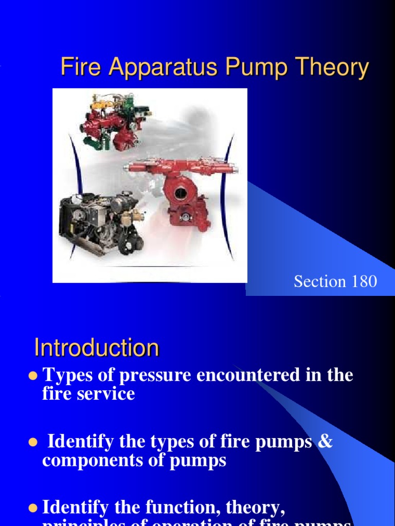 Fire Apparatus Pump Theory 1 Pressure Pump