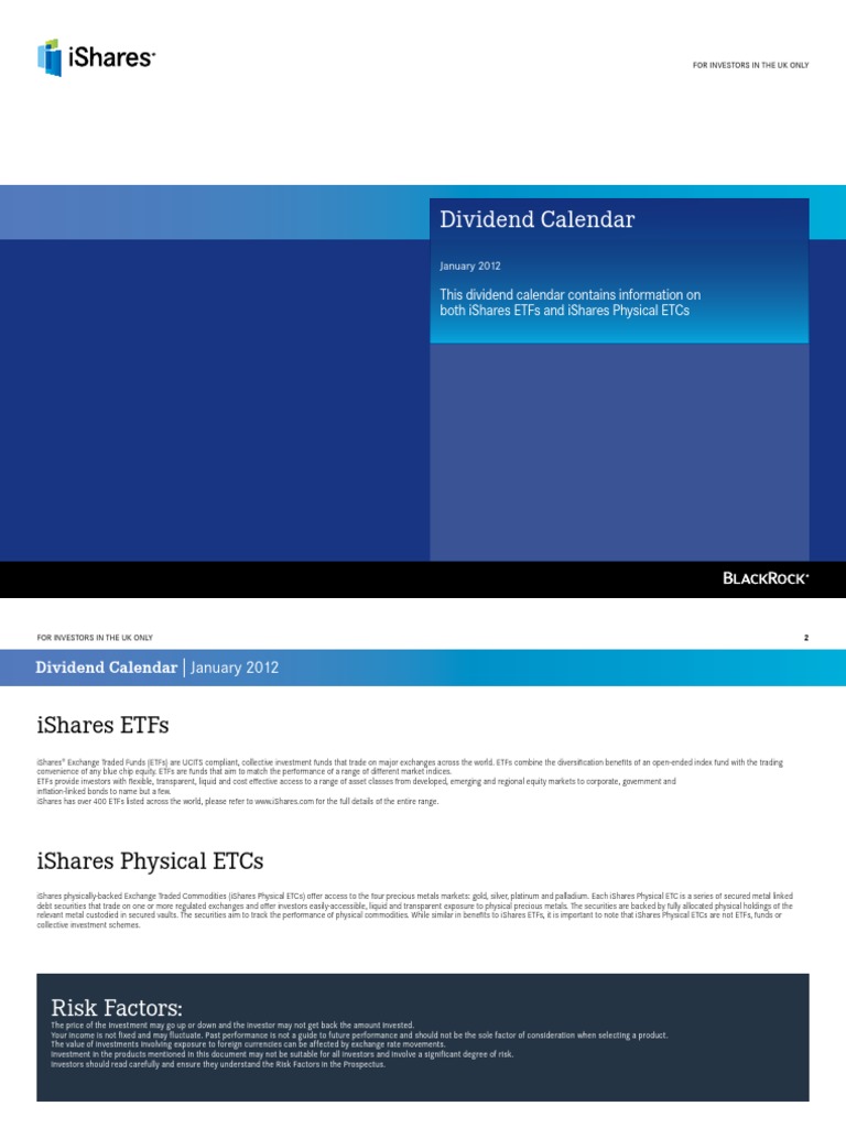 IShares ETF Dividend Calendar | PDF | Exchange Traded Fund | Stock Market  Index