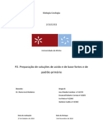 Relatório P2. Preparação de Soluções de Ácido e de Base Fortes e de Padrão Primário
