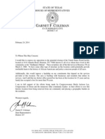 State Rep. Garnet Coleman's letter supporting the preservation of Houston's Southmore Station post office at 4110 Almeda | February 24, 2014