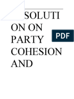 Resoluti On On Party Cohesion AND
