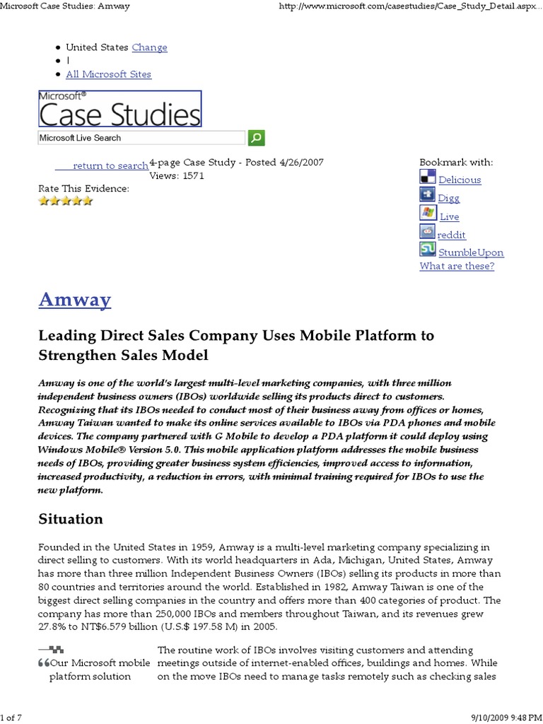 Microsoft Case Studies - Amway | PDF | Microsoft Office | Personal ...
