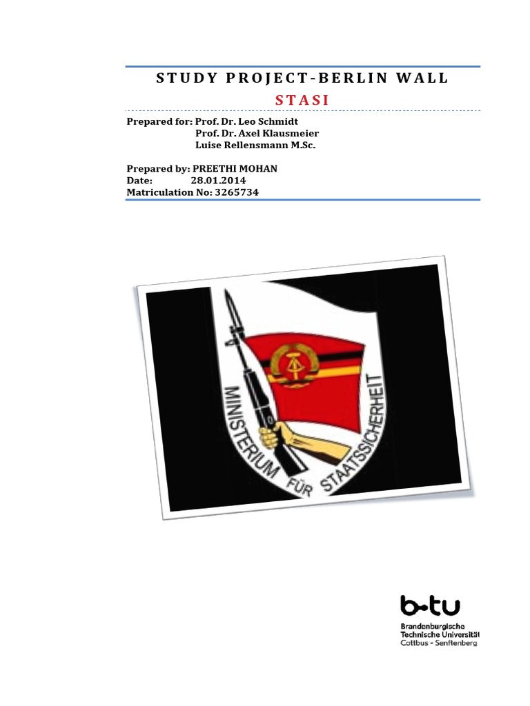 STASI Final Paper 12022014 Mohan Print | PDF | Stasi | East Germany