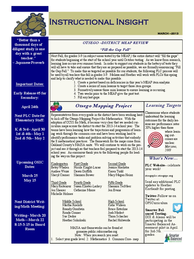 Instructional Insight Newsletter March 2013 | PDF | Common Core State ...