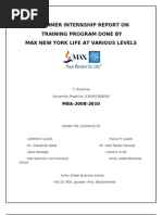 study on the training program done to agents at max newyork life in bbsr