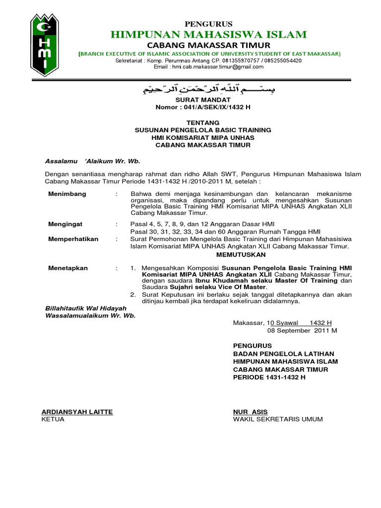 Surat Mandat Bastra Mipa 2