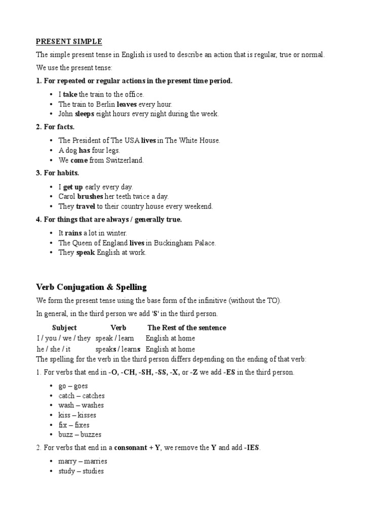 Present Simple Grammar | PDF | English Language | Grammatical Tense