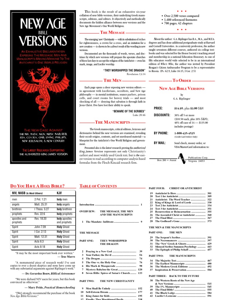 New Age Bible Versions Tract PDF King James Version Jesus
