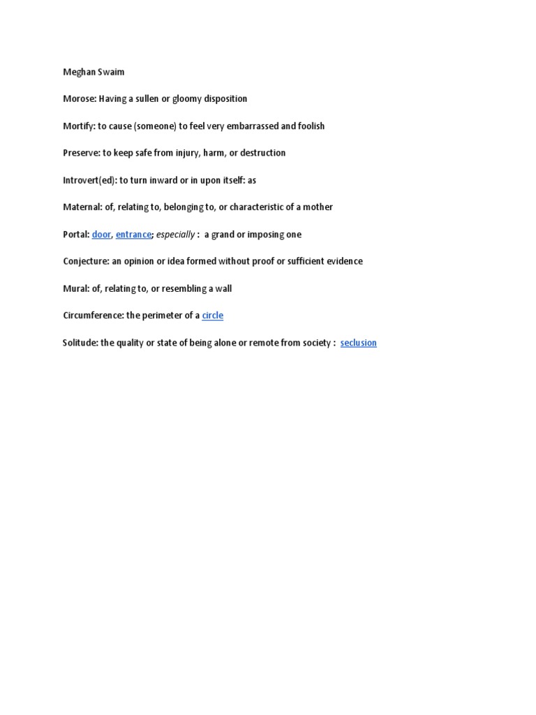 Vocabulary Definitions and Meanings | PDF