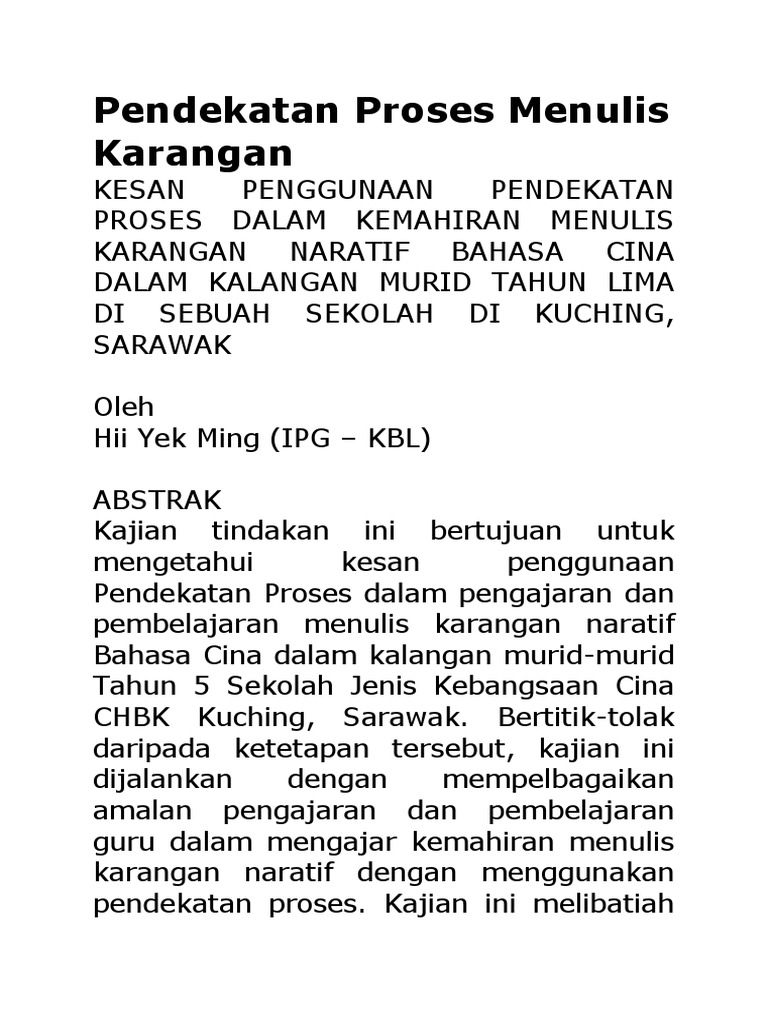 Pendekatan Proses Menulis Karangan Pdf