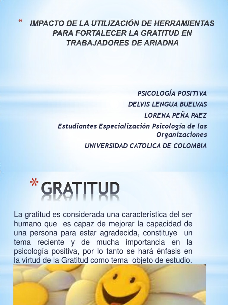 Gratitud En Trabajadores Un Estudio Pdf Gratitud Psicologia Positiva