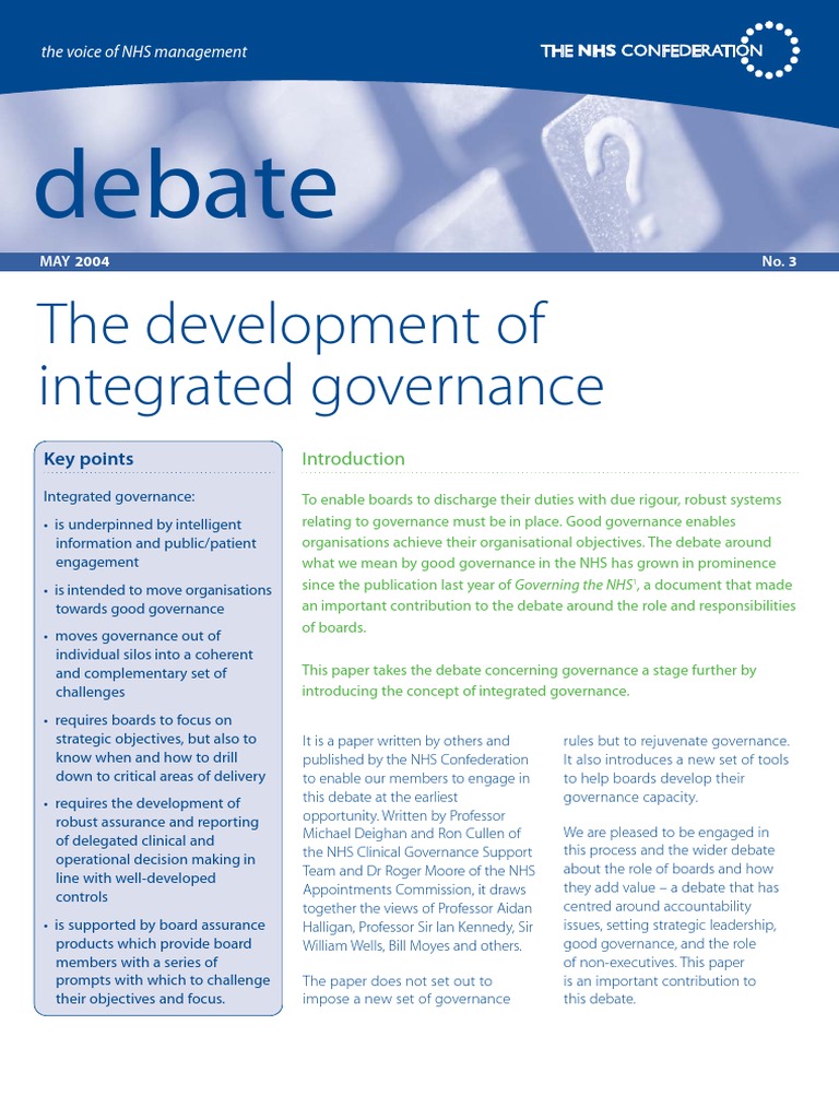 Understanding Integrated Governance in NHS | PDF | Governance ...