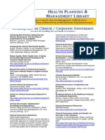 Clinical Corporate Governance - Reading List