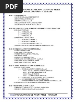 Format Penulisan Skripsi Dan Tugas Akhir Prodi Akuntansi Unikom
