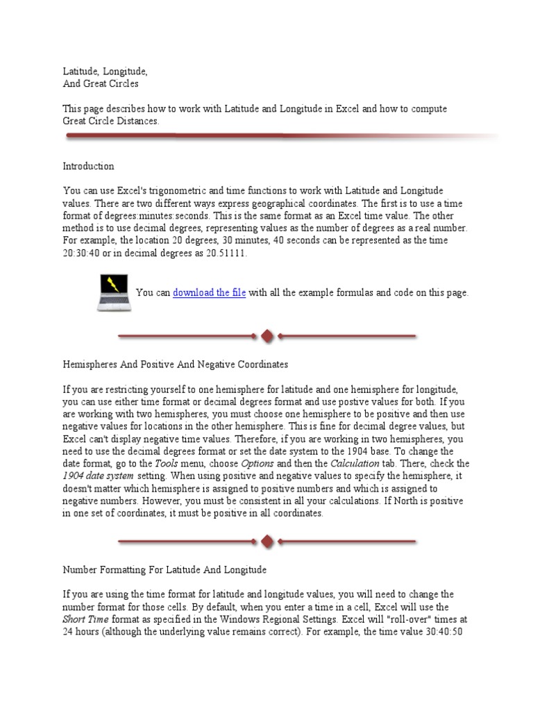 Coordinate and distance calculate formula Longitude Latitude