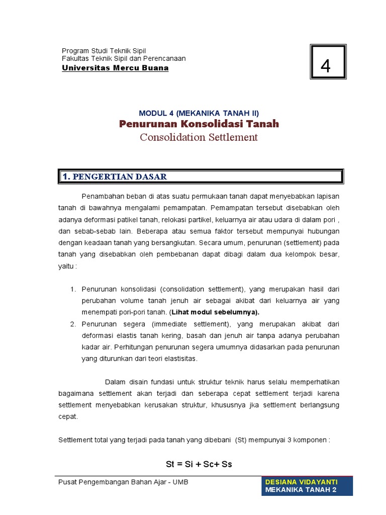 Contoh Soal Dan Penyelesaian Konsolidasi Mekanika Tanah - Contoh Soal