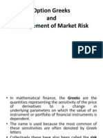 Option Greeks and Management of Market Risk