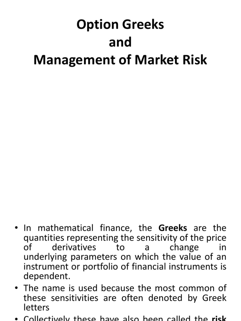 Option Greeks and Management of Market Risk | PDF | Greeks (Finance ...