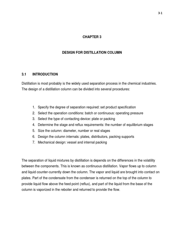 Distillation Column Design Overview | PDF | Chemistry | Applied And ...