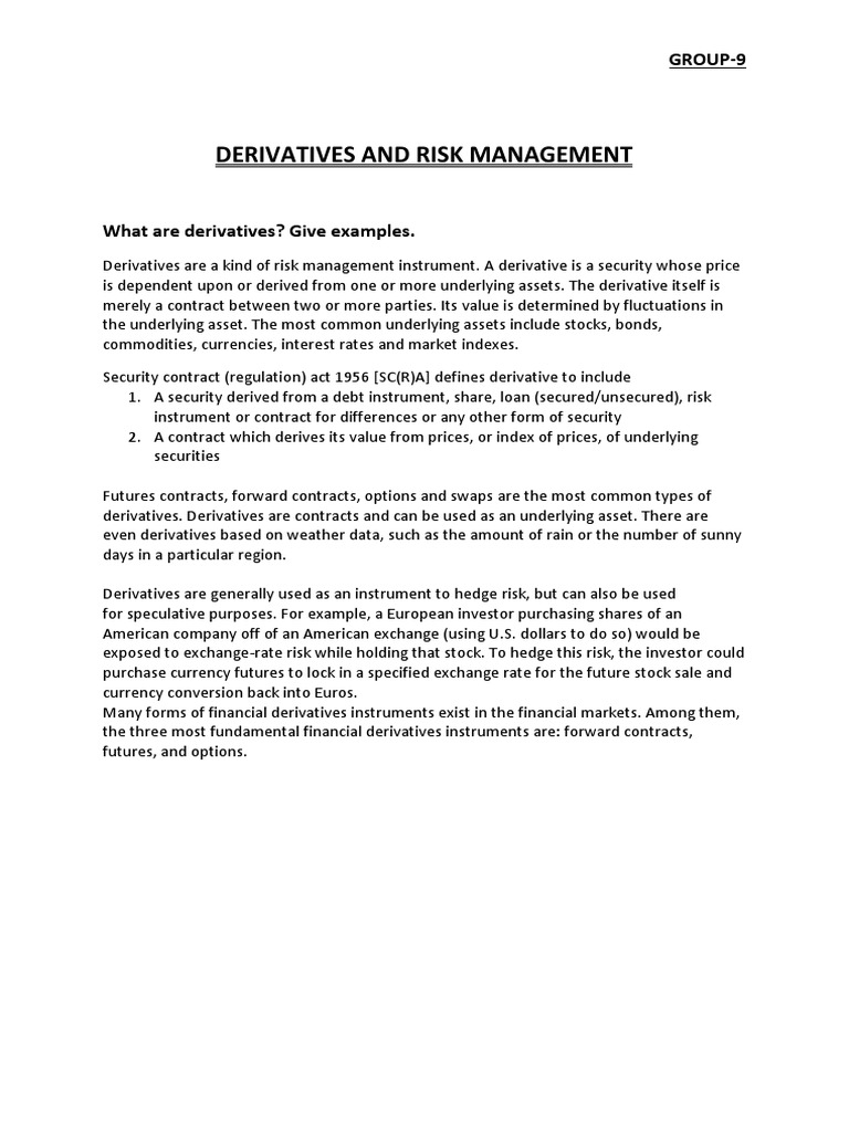 Understanding Derivatives and Risk Management | PDF | Derivative ...