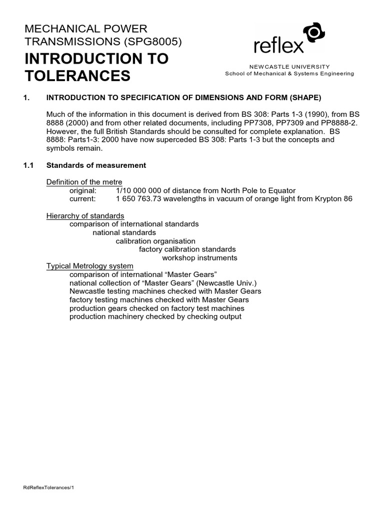 Reflex RD Tolerances Overview | PDF | Engineering Tolerance | Geometry