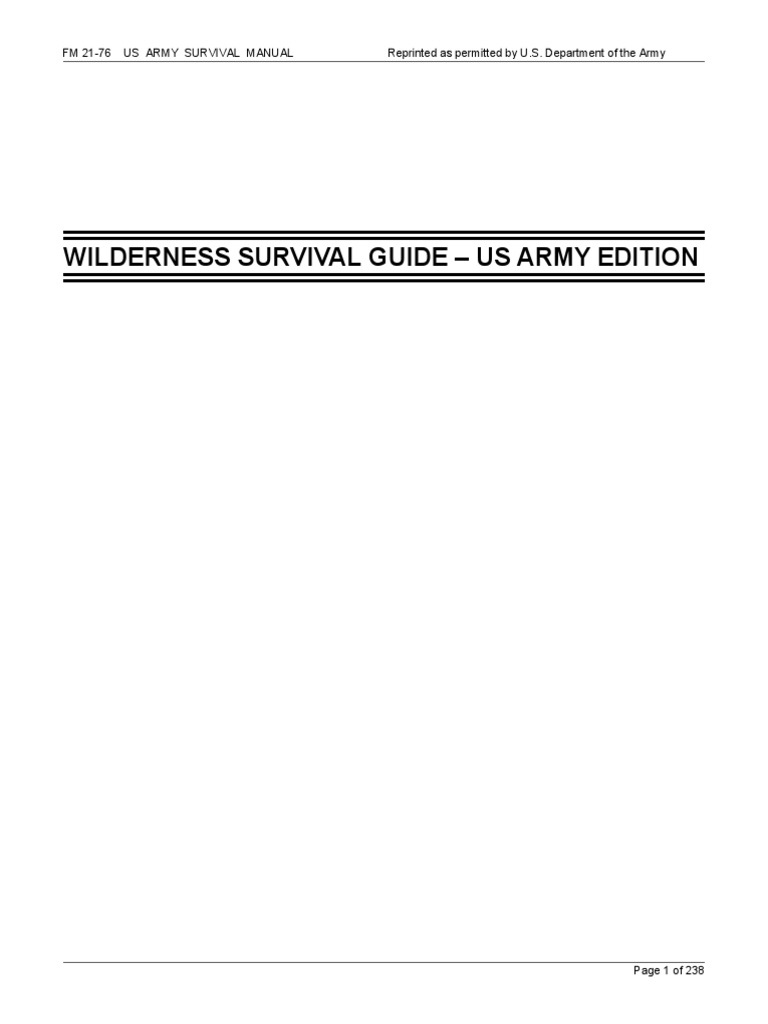 Wilderness Survival Guide Us Army Edition PDF
