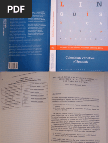 Brown, Brown - Syllable Final and Syllable Initial S Reduction in Cali, Colombia - One Variable or Two