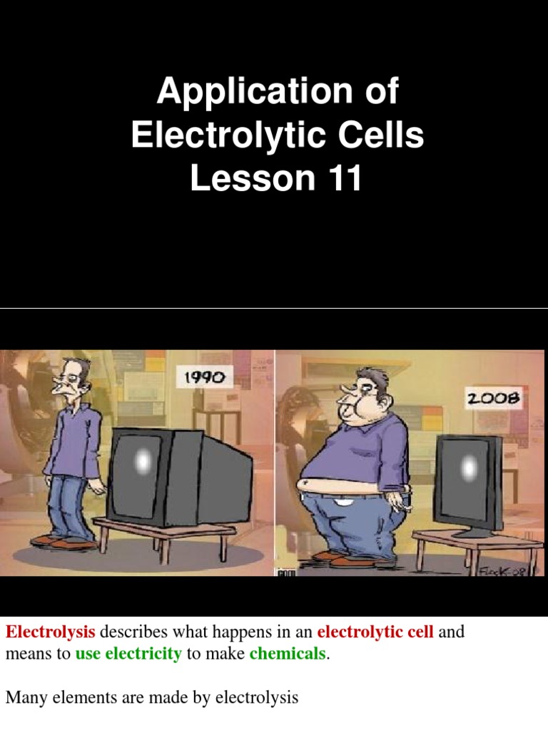 Application of Electrolytic Cells Lesson 11 PDF Redox Anode