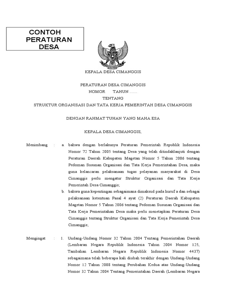 Contoh Perdes+Perkades+Sk Kades Untuk Bpd