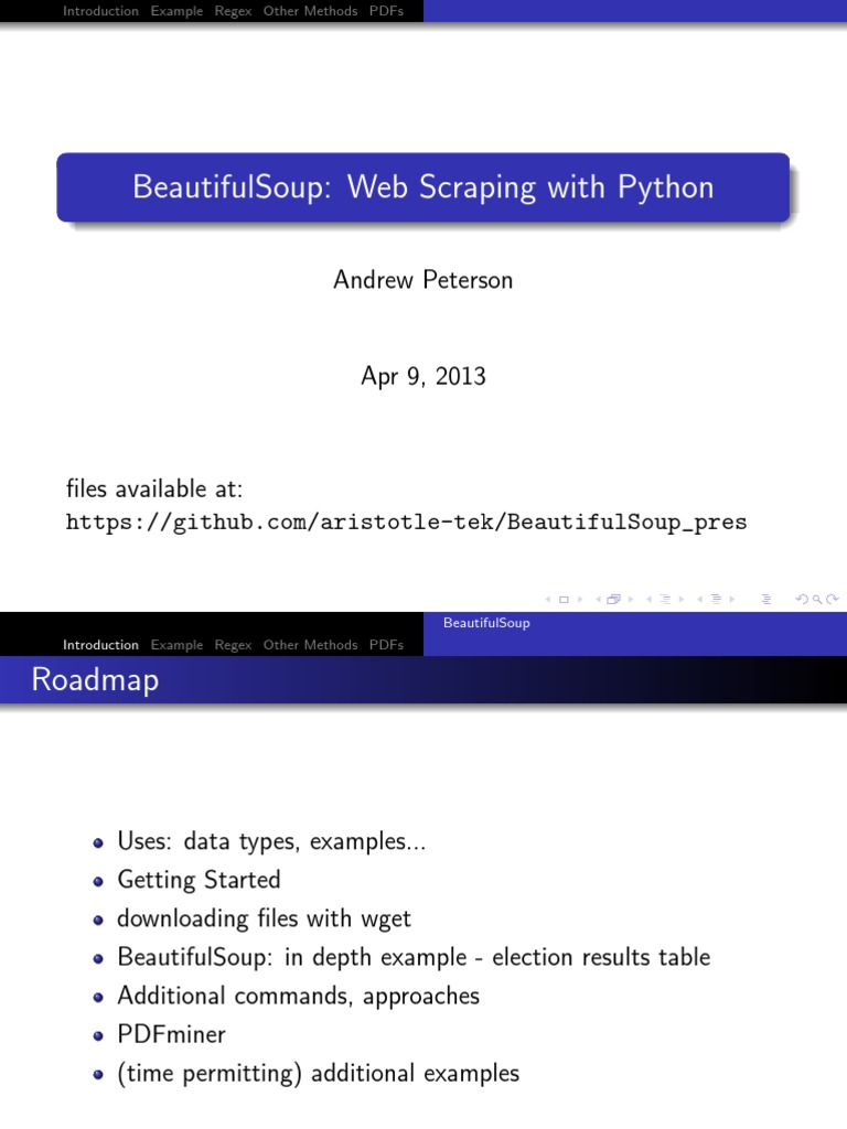 Beautiful Soup | Regular Expression | Portable Document Format
