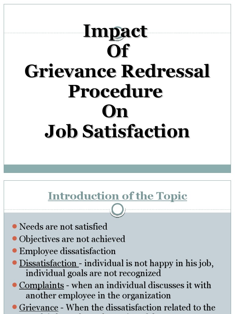 Grievance Redressal Ppt Job Satisfaction Sampling (Statistics)