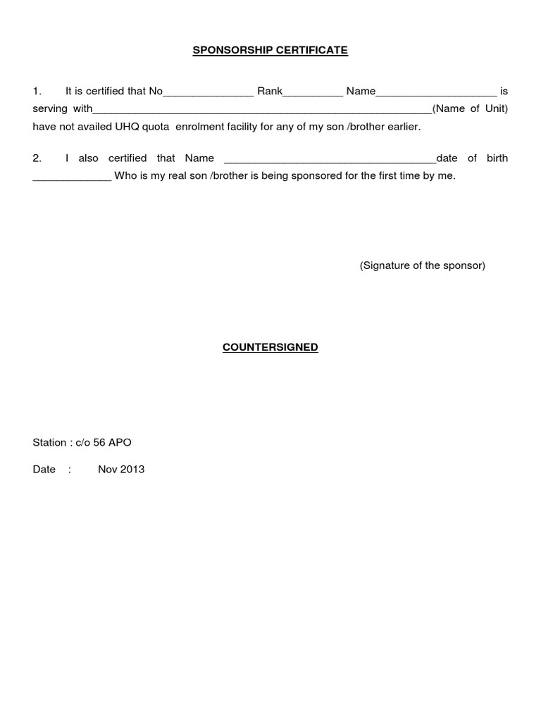 Sponsorship Certificat11 | PDF | Government And Personhood 